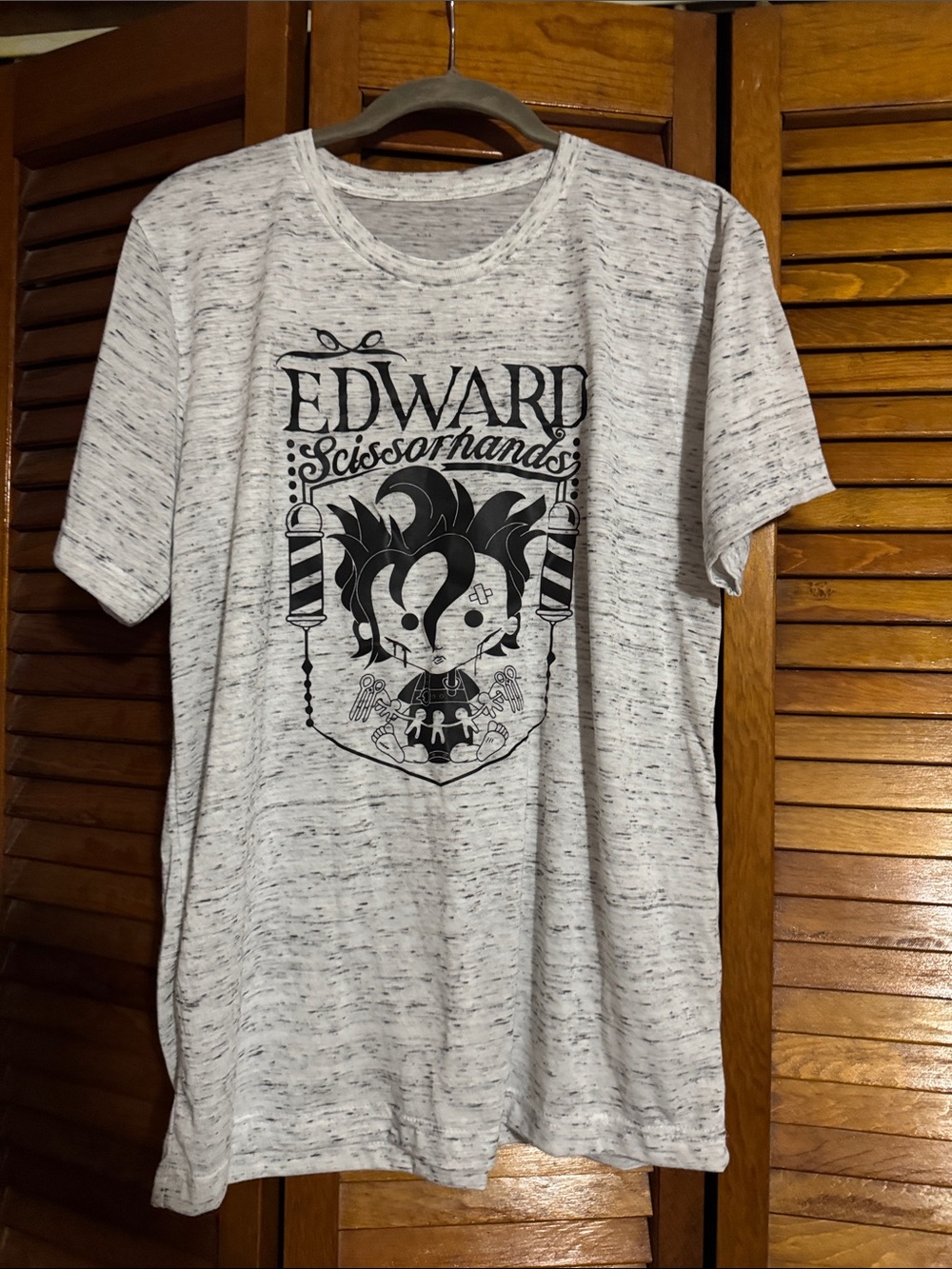 Edward Scissorhands Graphic Tee - Heather White with Black Print